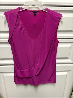 Ann Taylor Fuchsia V-Neck Draped Sleeveless Camisole
